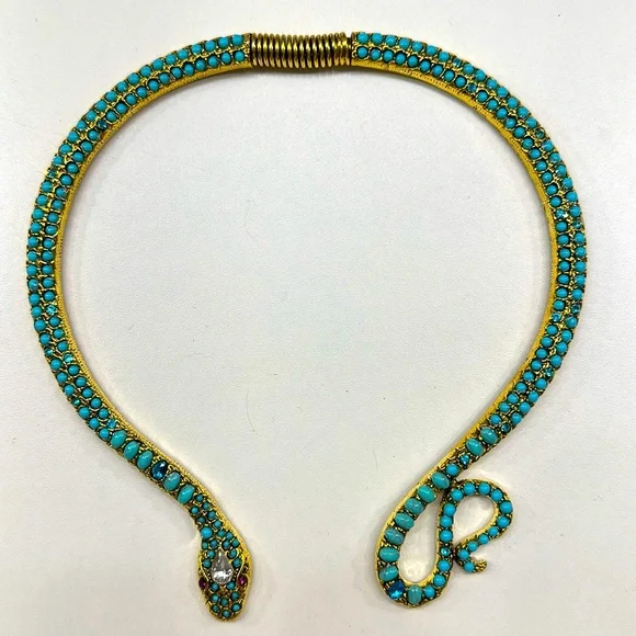 Elegant Turquoise and Gold Snake Necklace - Picture 1 of 4